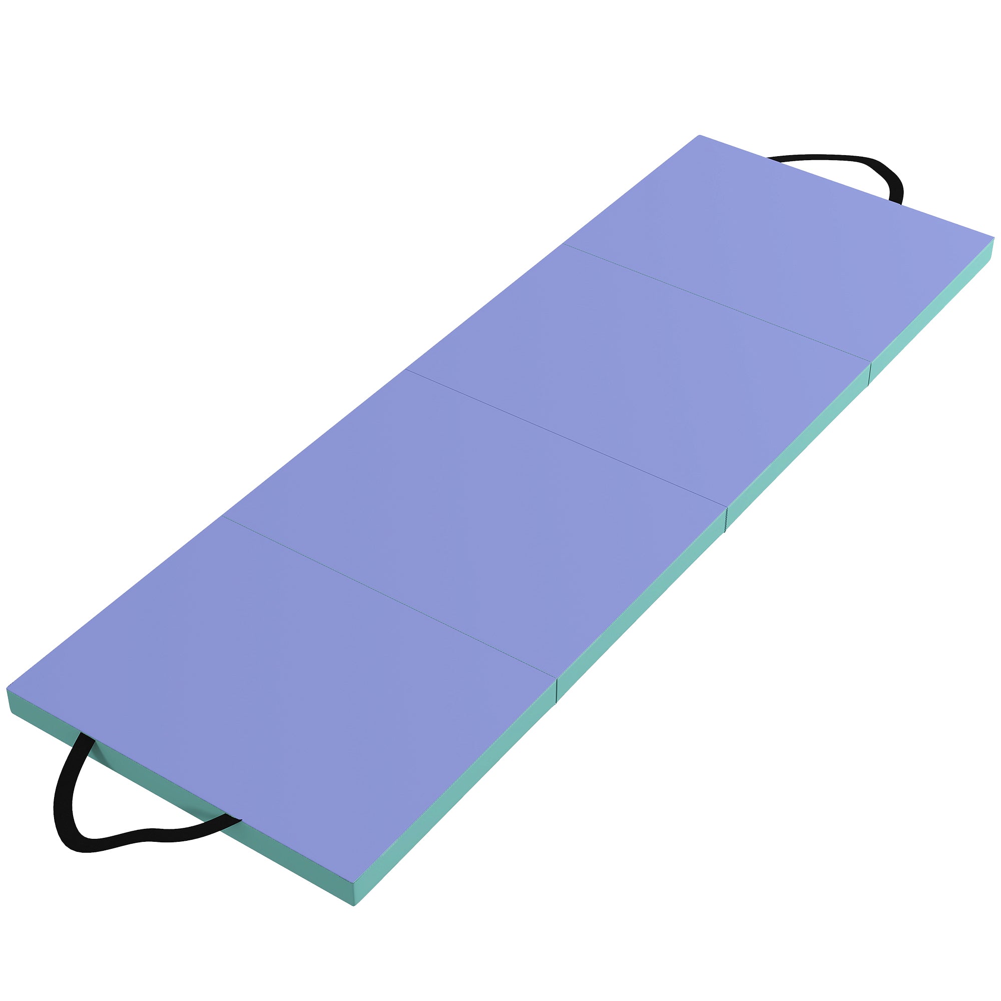Foldable and Padded Fitness Mat with 2 Handles, Made of Plastic and EPE, 180x60x5 cm, Green and Purple