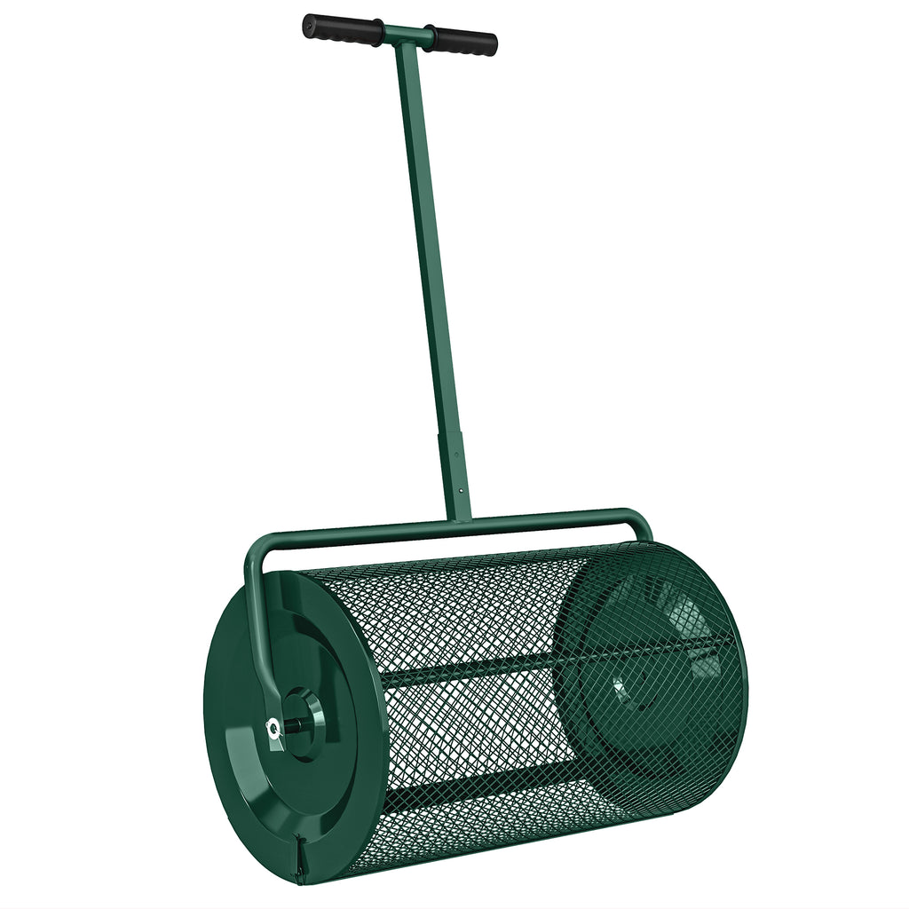 Outsunny 75L Metal Fertilizer Spreader with Adjustable T-Handle and Padded Handle, 70x40x112 cm, Green