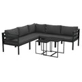 Outsunny garden set 7 pieces in steel and polyester with 5 chairs with cushions and 2 coffee tables, gray - Borgè