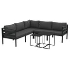 Outsunny garden set 7 pieces in steel and polyester with 5 chairs with cushions and 2 coffee tables, gray - Borgè