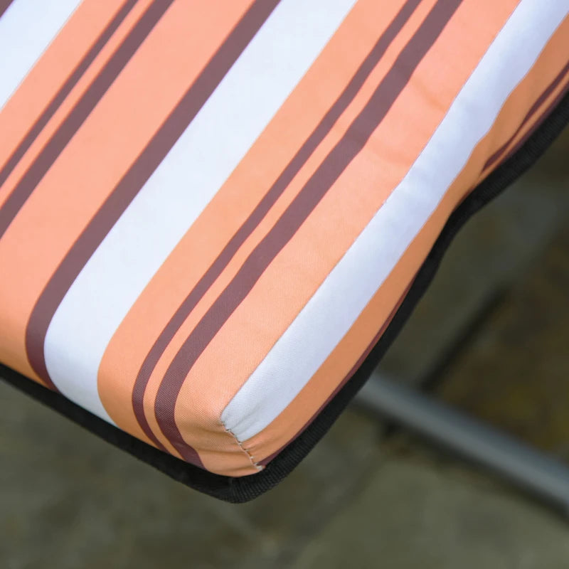 Outdoor Deck Chair Set of 2, 5-Position Reclining with Cushion, 60x75x102cm Grey Orange - Borge' Group Limited