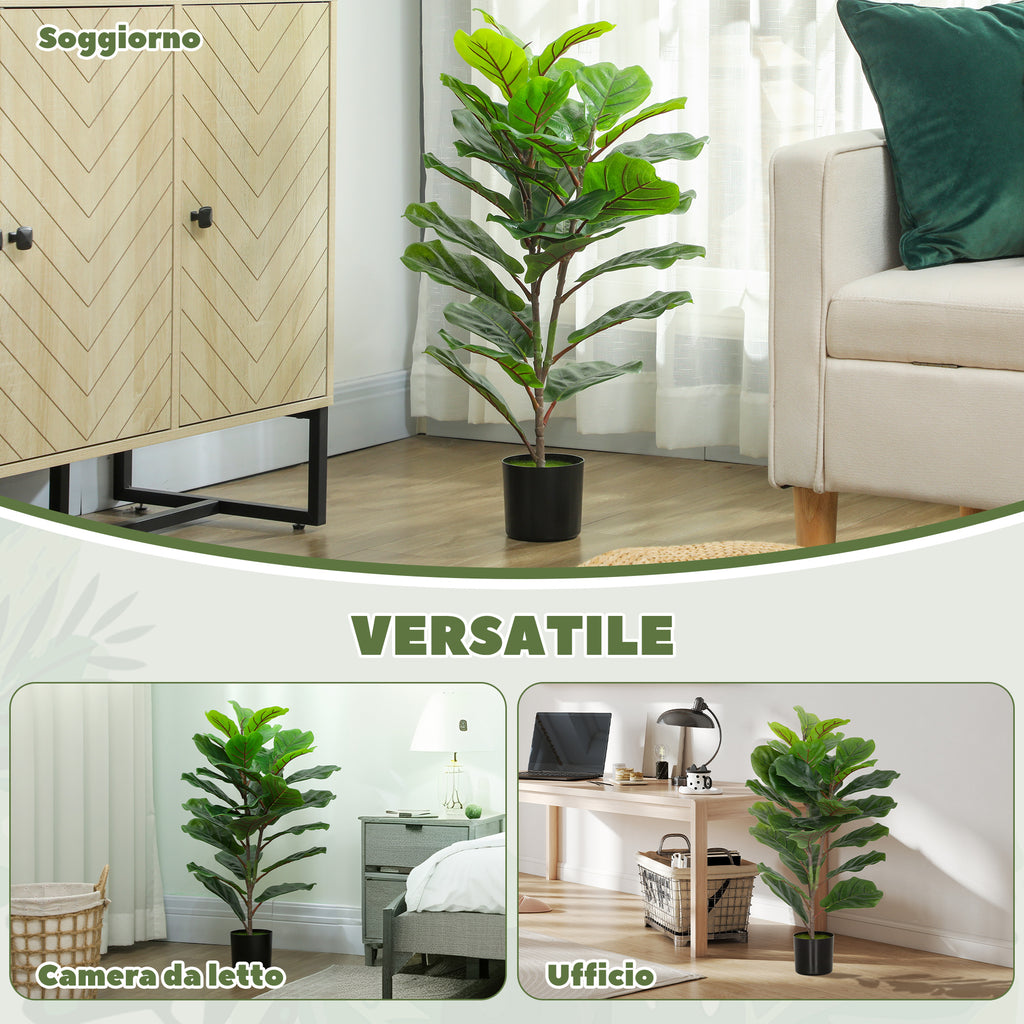 80cm Tall Indoor Artificial Ficus Lyrata Plant with Pot, Home and Office Decoration, Green