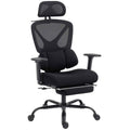 HOMCOM Ergonomic and Breathable Office Chair with Dynamic Lumbar Support and Footrest, 73x75x120-128 cm, Black