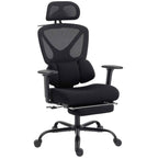 HOMCOM Ergonomic and Breathable Office Chair with Dynamic Lumbar Support and Footrest, 73x75x120-128 cm, Black