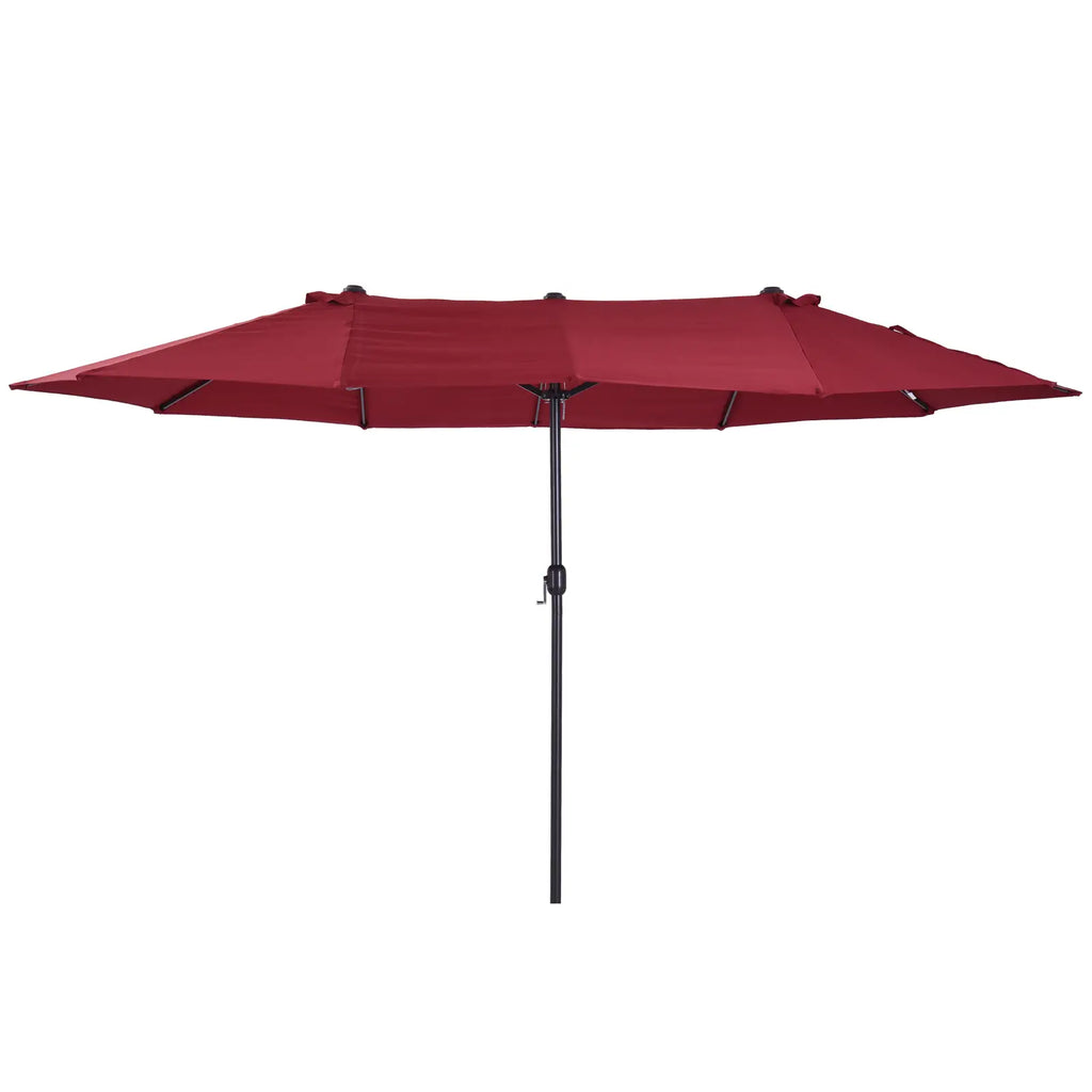 Double Garden Umbrella with Crank Opening, in Steel and Polyester, 460x270x240 cm, Red - Borge' Group Limited