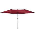 Double Garden Umbrella with Crank Opening, in Steel and Polyester, 460x270x240 cm, Red - Borge' Group Limited