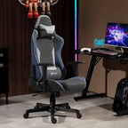 Gaming Chair, 150° Reclining with Rocking Function, in Linen Effect Fabric, 66x53x128-138 cm, Grey