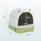 Closed Cat Litter Box with Removable Tray, Scoop and Activated Carbon Filter, Multicolor