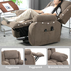 Lift Massage Reclining Chair with 2 Pockets and Remote Control, 93x104x105 cm, Light Brown 5