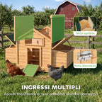 PawHut Wooden Chicken Coop, Waterproof Roof, 150x100x96.5cm, Yellow