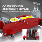 HOMCOM Hydraulic Jack with 12-30 cm Lift and 2 Ton Capacity, Reinforced Steel, Red and Grey