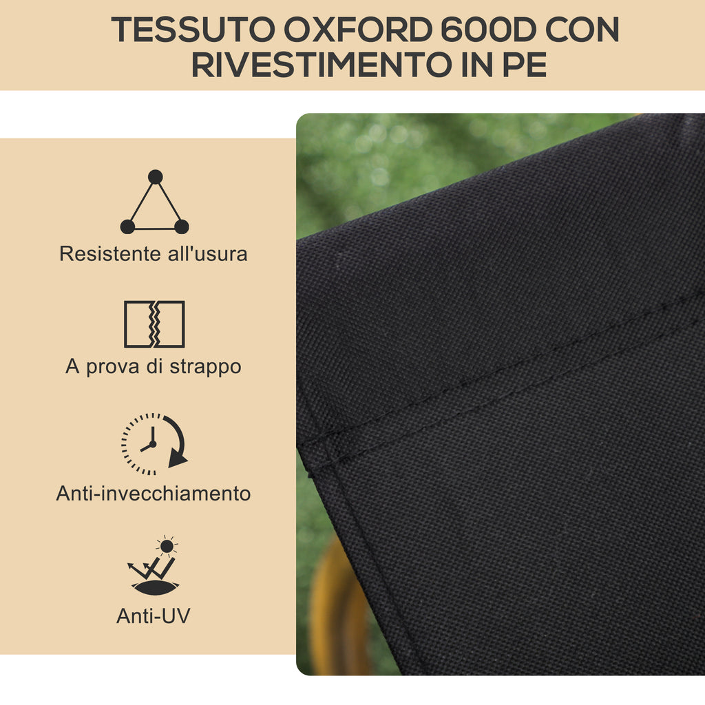 Folding Outdoor Chair with Armrests, Seat in Oxford Fabric and Steel, Black