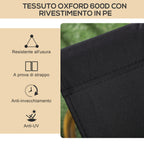 Folding Outdoor Chair with Armrests, Seat in Oxford Fabric and Steel, Black