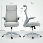 Ergonomic Office Chair with Adjustable Armrests, Mesh Backrest and Headrest, Grey