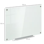Glass and Aluminum Whiteboard with 4 Colored Markers and Eraser, 90x60x0.4 cm