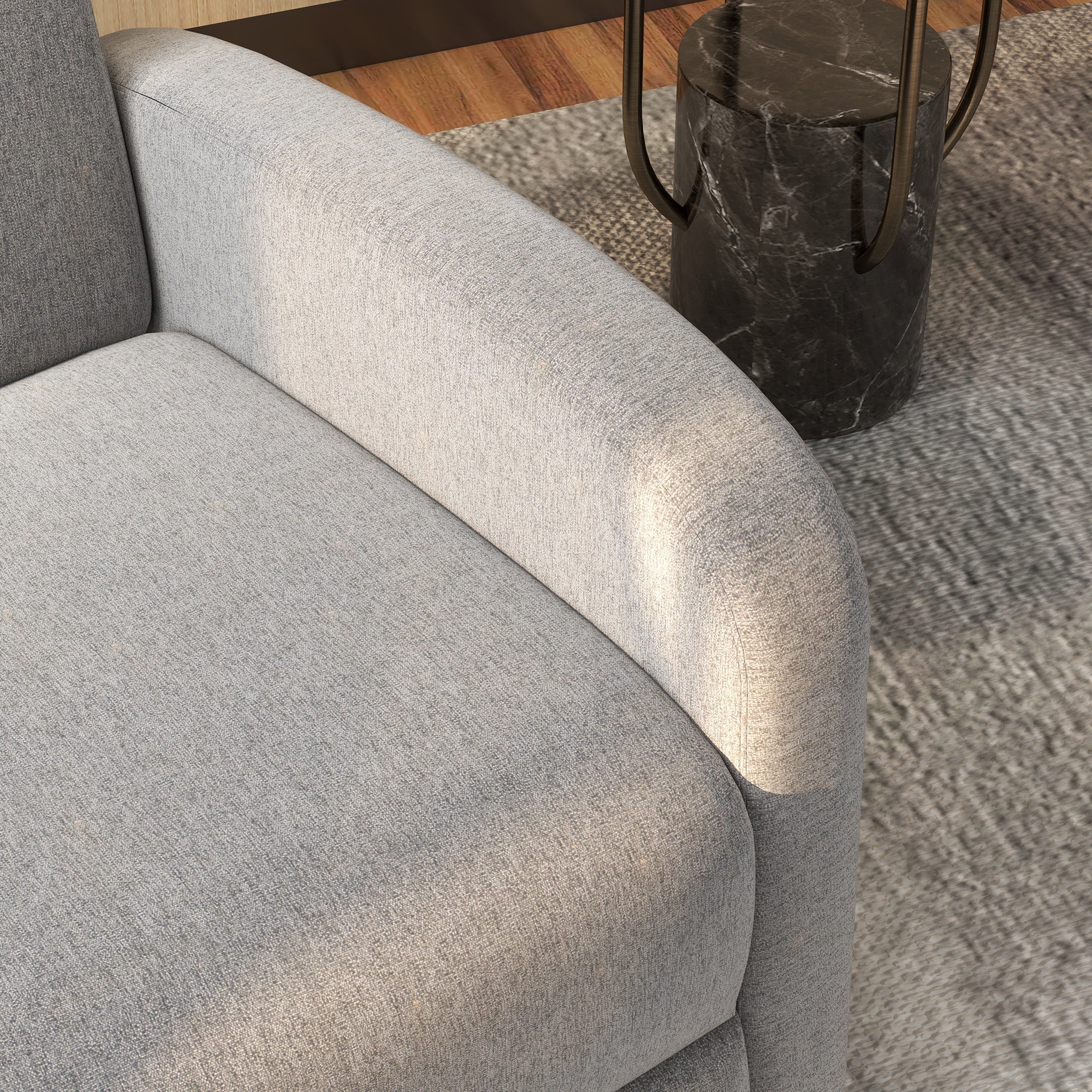160° Reclining Armchair in Linen Effect Fabric with Square Armrests, 64x86x102 cm, Grey - Borgè