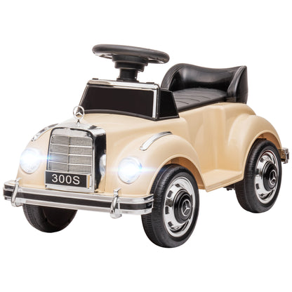 Electric Ride-On Toy Car for Children 18-48 Months Mercedes-Benz License with Music, Beige