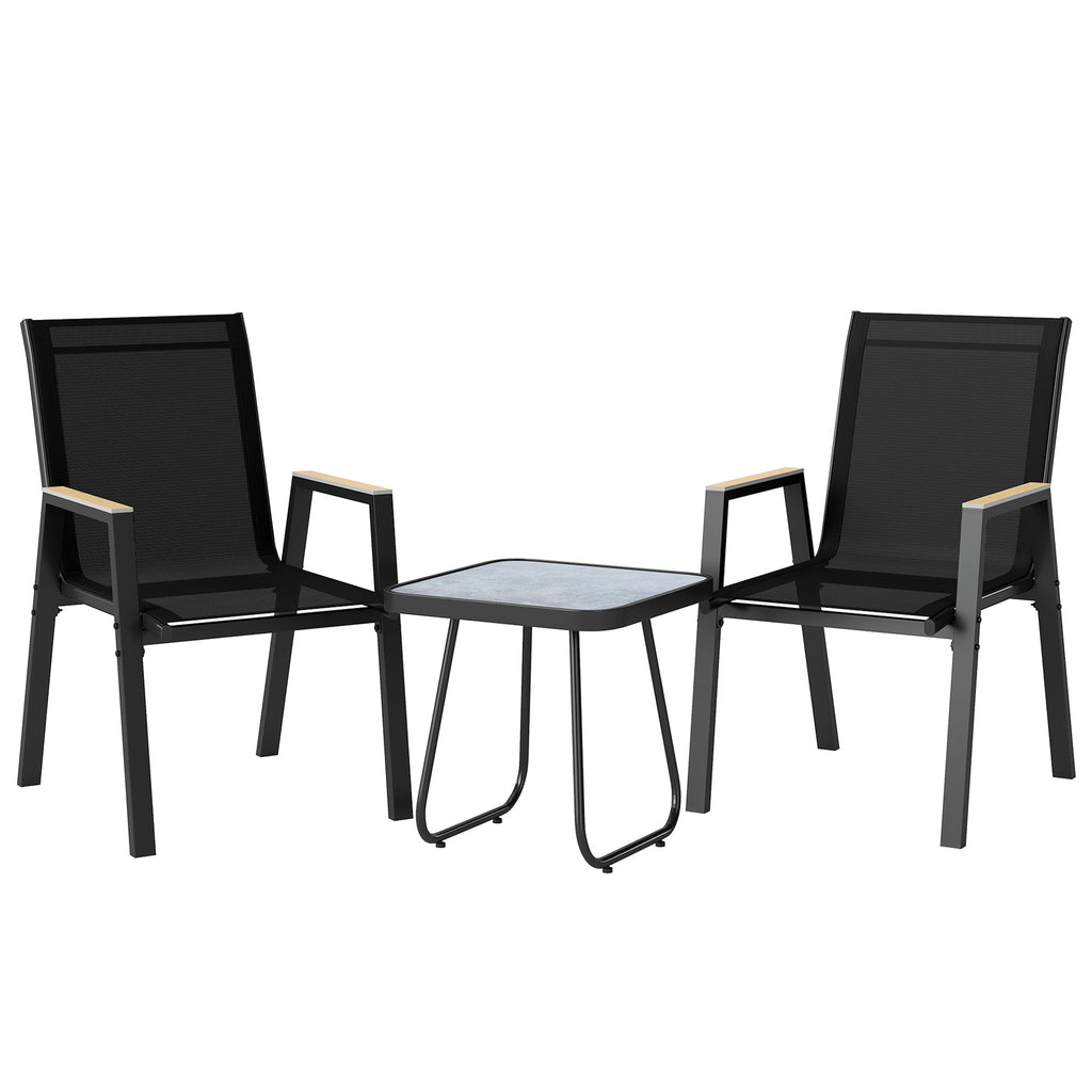 Outsunny 3-Piece Outdoor Bistro Set, Coffee Table with Adjustable Legs