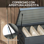 Outsunny Black outdoor 311L with lock and 2 handles, in galvanized steel, 120x62x66 cm, dark gray - Borgè