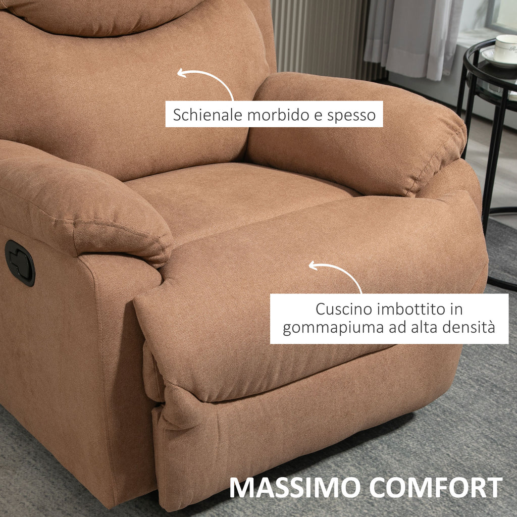 Manual Relax Chair Reclining 150° with Fabric Footrest, 93x88x102cm, Dark Brown