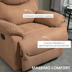 Manual Relax Chair Reclining 150° with Fabric Footrest, 93x88x102cm, Dark Brown