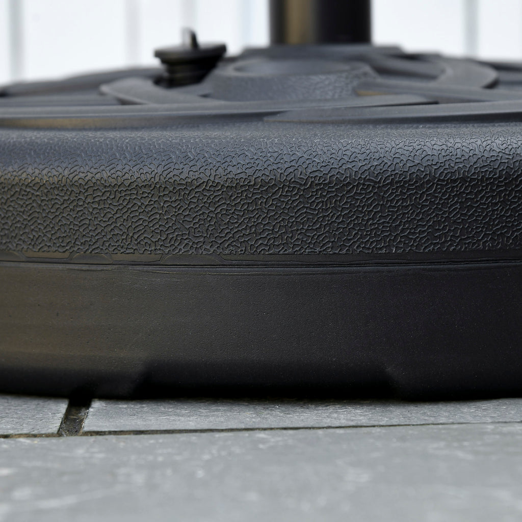 Round Plastic Umbrella Base Fillable with Water and Sand for 38-48 mm Poles, Ø56 cm, Black