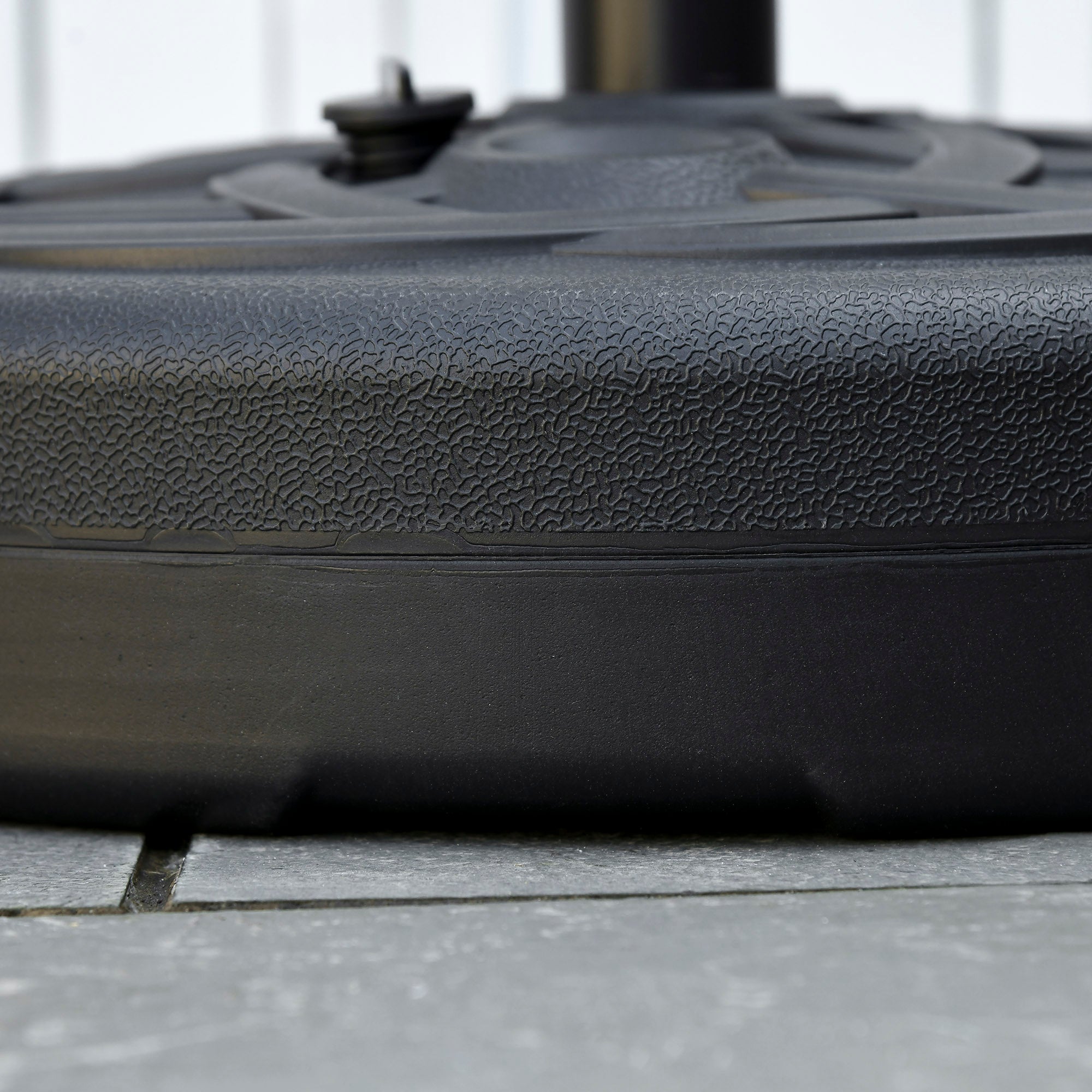 Round Plastic Umbrella Base Fillable with Water and Sand for 38-48 mm Poles, Ø56 cm, Black