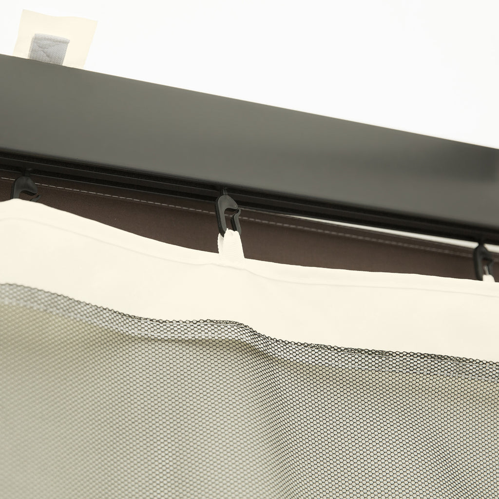 Outsunny Universal Replacement Gazebo Mosquito Net with Zippers, 335x207cm - Black and Beige