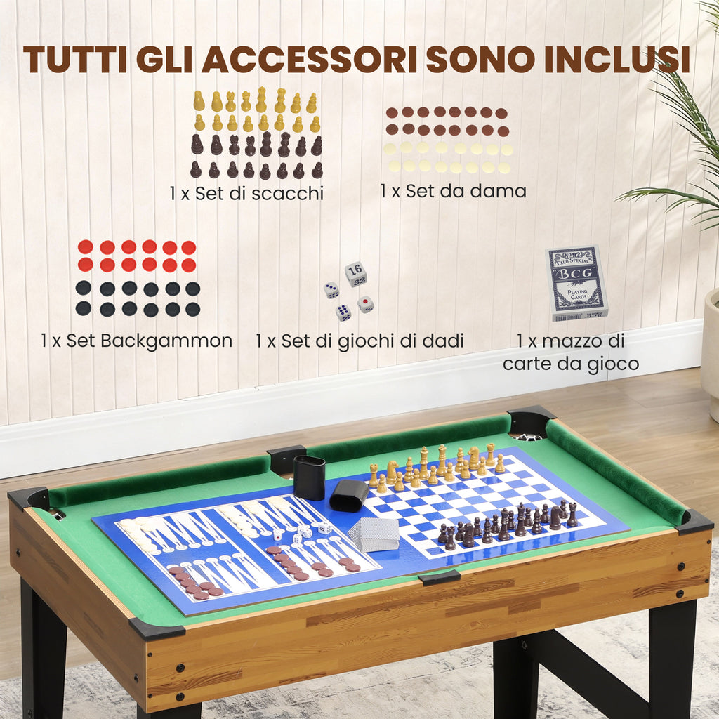 13-in-1 Game Table with Foosball, Ping Pong, Air Hockey, Pool Table, Chess and More, Walnut