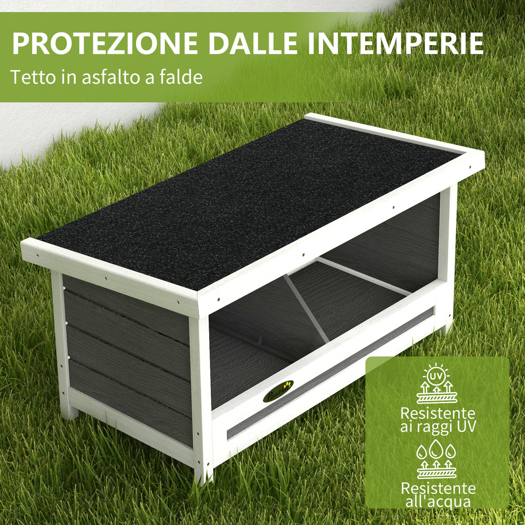 2-Panel Chicken Coop with Raised Base and Roof, Wood and Bitumen, 66x37x34 cm, Grey White and Black