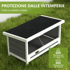 2-Panel Chicken Coop with Raised Base and Roof, Wood and Bitumen, 66x37x34 cm, Grey White and Black