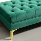 Padded Bed End Bench with Quilted Velvet Fabric Covering, 118x45x42 cm, Dark Green