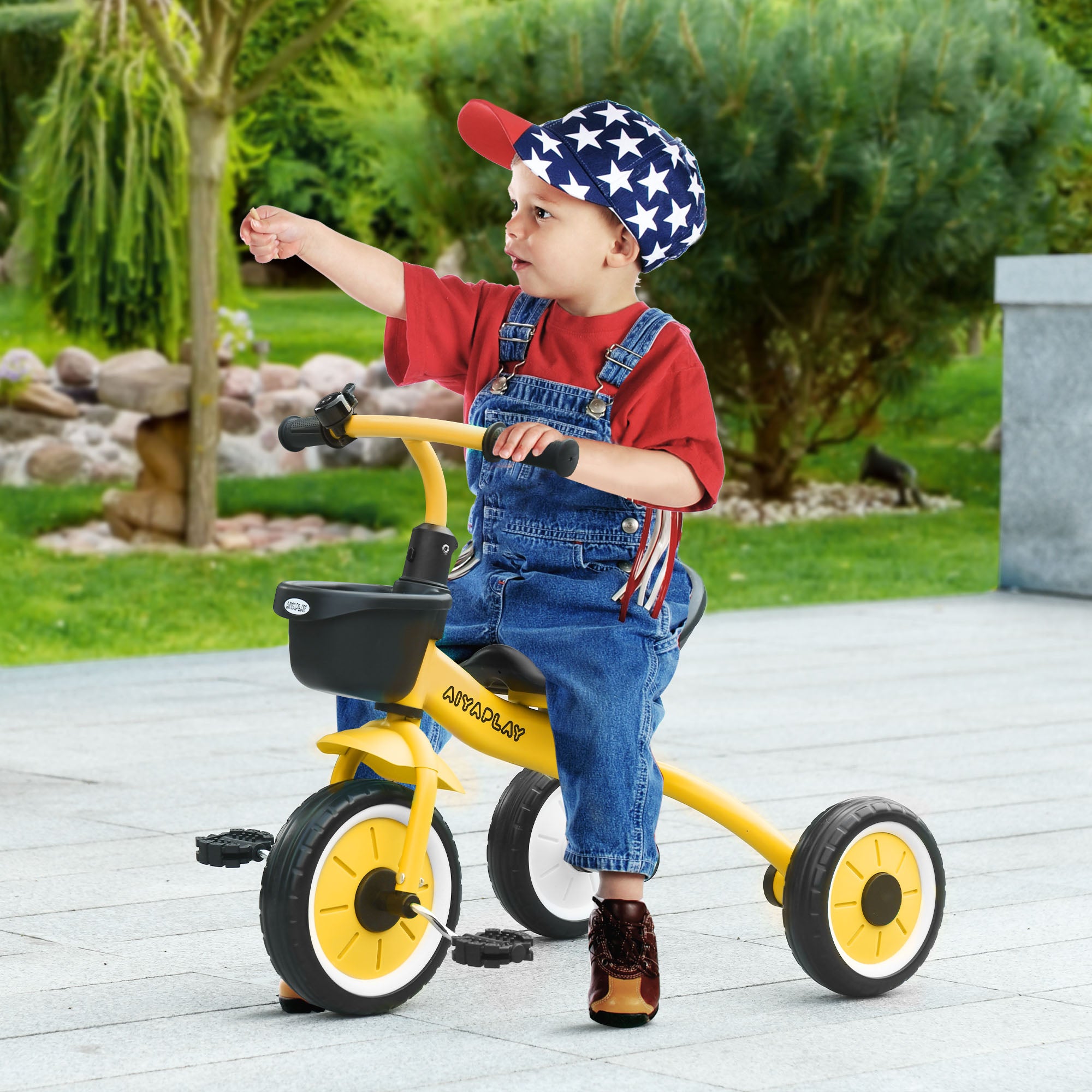 Children's Tricycle for 2-5 Years Old with Adjustable Seat and Bell, 70.5x50x58cm, Yellow