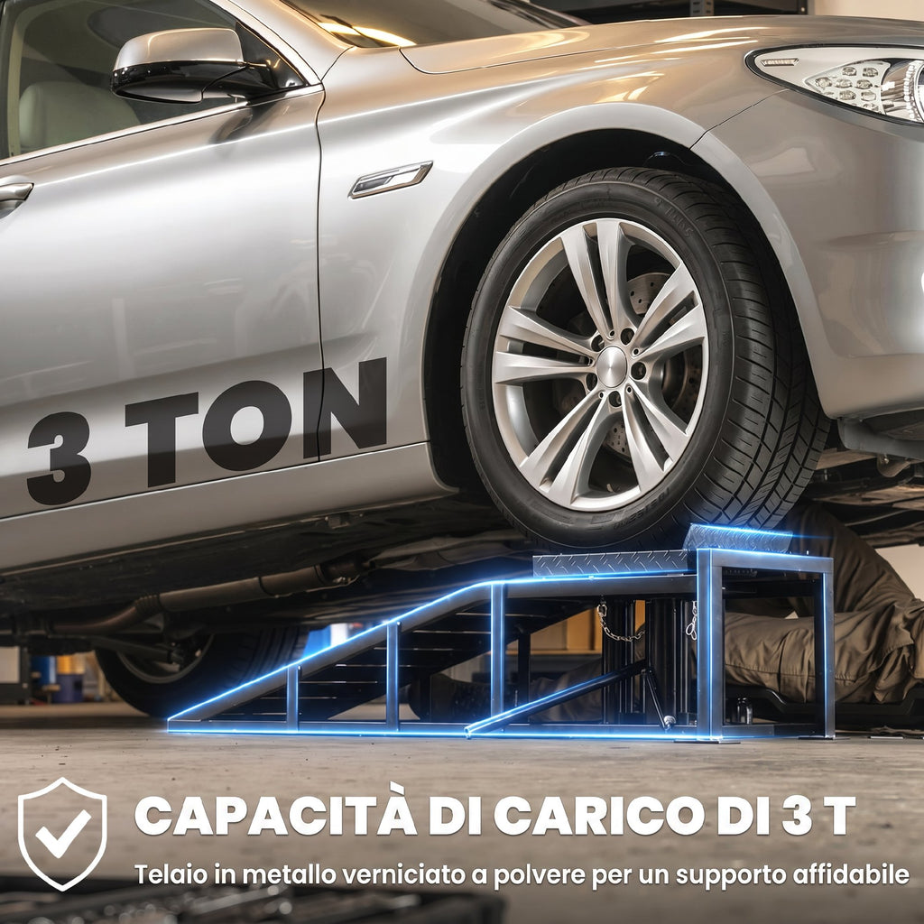HOMCOM 2 Hydraulic Car Ramps, 3T Capacity, Height 23-32.5cm, Black