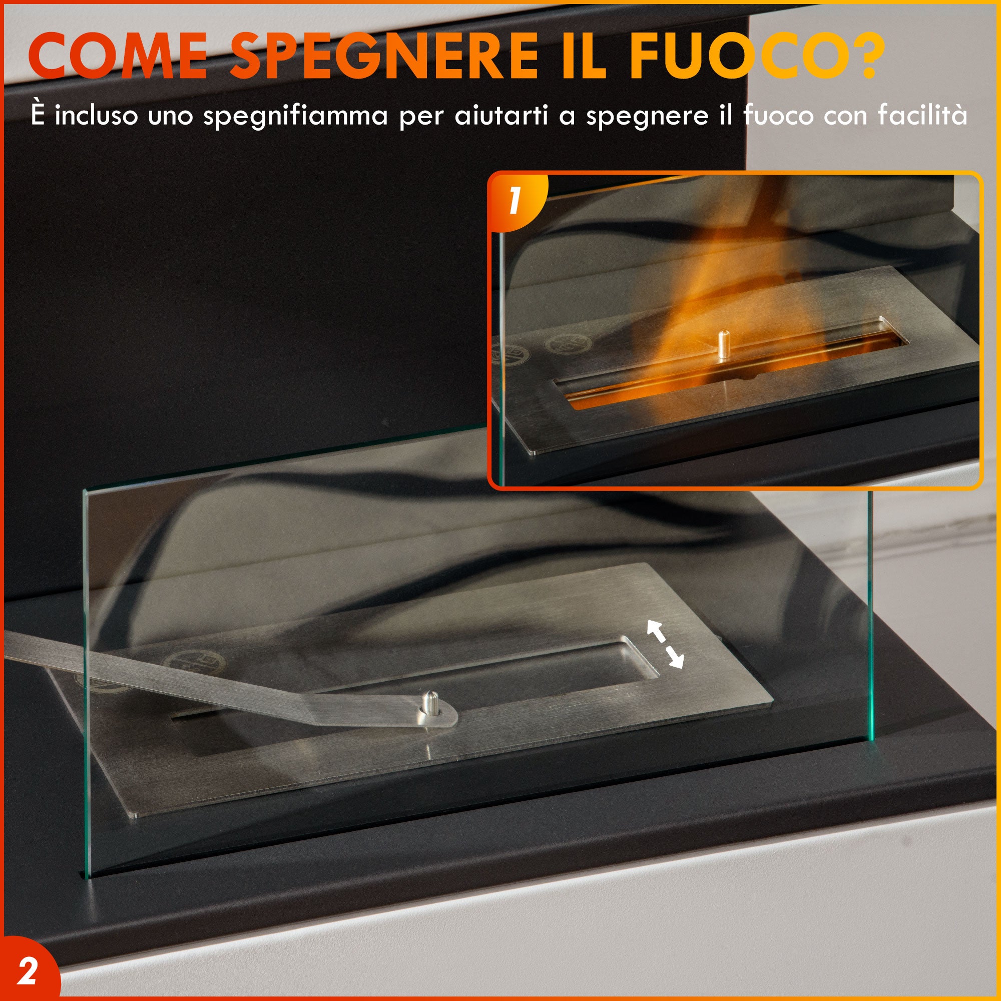 Floor-Standing Bioethanol Fireplace with 1.2L Burner and Glass Panel, 38x38x100cm, White