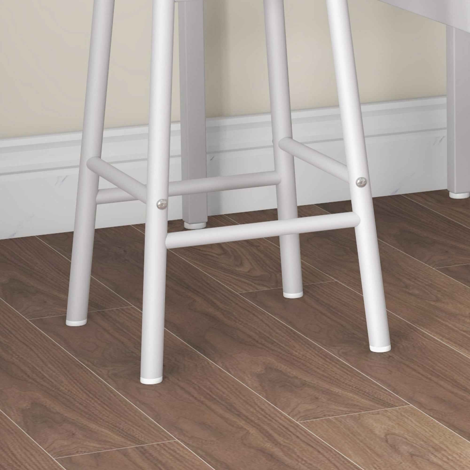 HOMCOM Industrial Style High Table and 2 Bar Stools with Footrest, White and Oak