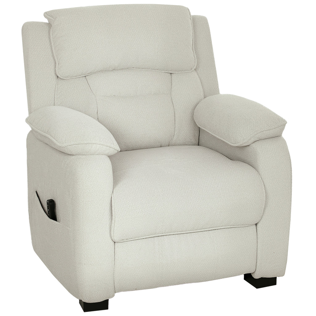 HOMCOM 150° Reclining Velvet Armchair with Footrest, Remote Control and Side Pocket, 96x90x103 cm, Beige