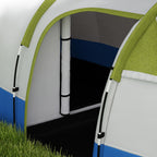 Waterproof Camping Tent with 2 Areas and 3 Entrances, Polyester and Fiberglass, 420x200x150 cm, Green