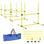 PawHut Set of 4 Agility Dog Training Hurdles, Adjustable Height, with Carry Bag, Yellow