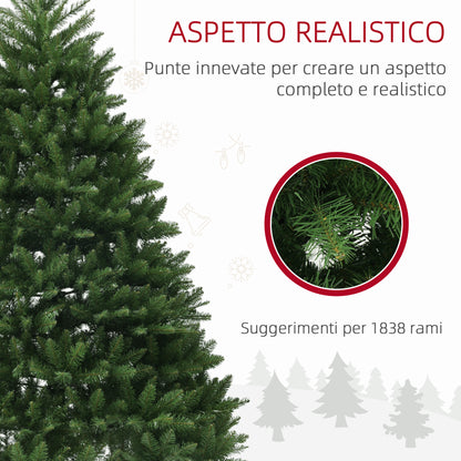 CHRISTMAS TREE - 195cm Artificial Christmas Tree with 1838 Branches with Steel Base for Indoor, Green