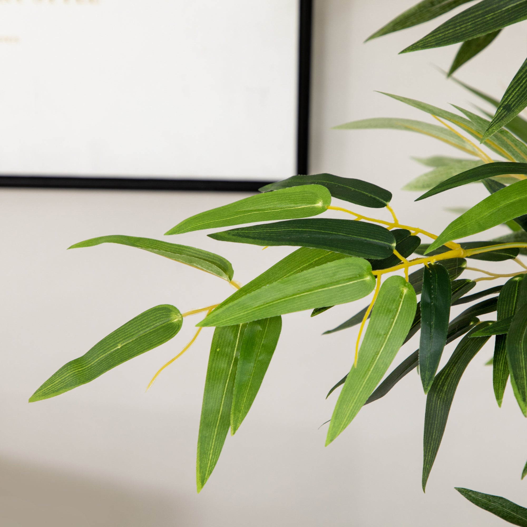 180cm Tall Artificial Bamboo Plant with 1640 Leaves and Pine Wood Base 35x10x10cm, Green