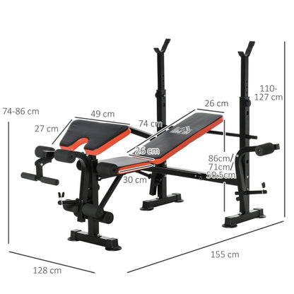 Weight Bench with Leg Developer Barbell Rack for Weight Lifting and Strength Training Multifunctional Workout Station for Home Gym Fitness - Borgè