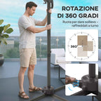 Outsunny 3x3m Off-Center Garden Umbrella with Cross Base and Cover, Aluminum, Khaki