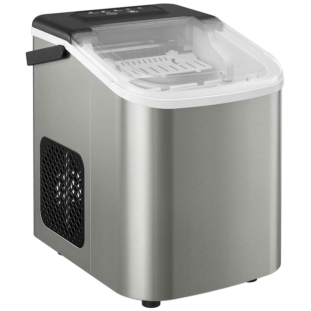 HOMCOM Ice Maker, 12kg in 24 Hours, 9 Cubes in 7-10 Minutes, 2 Sizes, with Self-Cleaning System, Silver