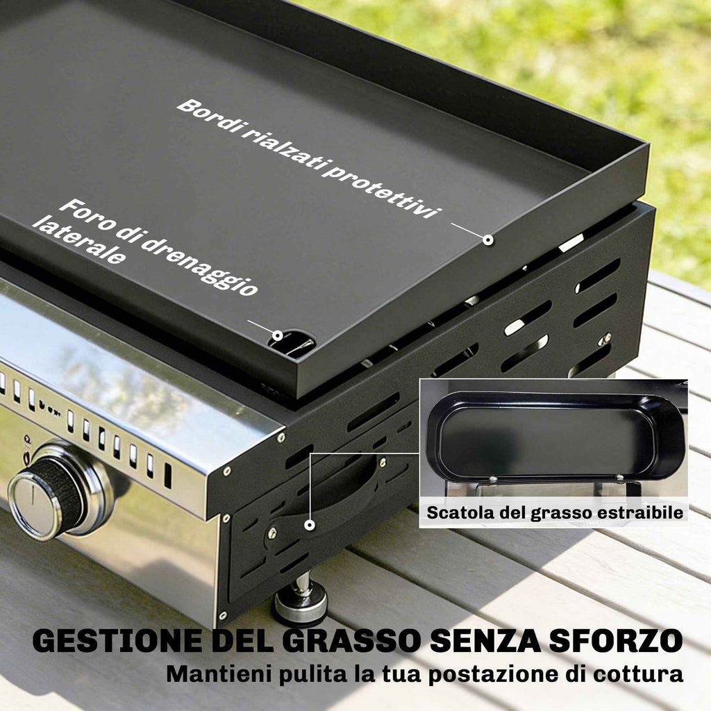 Outsunny Portable Tabletop Gas Grill with Grease Tray, Black