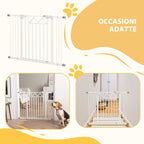 Small and Medium Dog Gate with Automatic Closing, in Steel and PA, 74-100x76 cm, White - Borgè