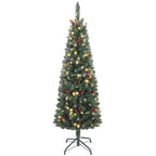 Illuminated Christmas Tree with 150 LED Lights, 30 Pine Cones and 30 Berry Bunches, Ø60x150 cm, Green and Silver