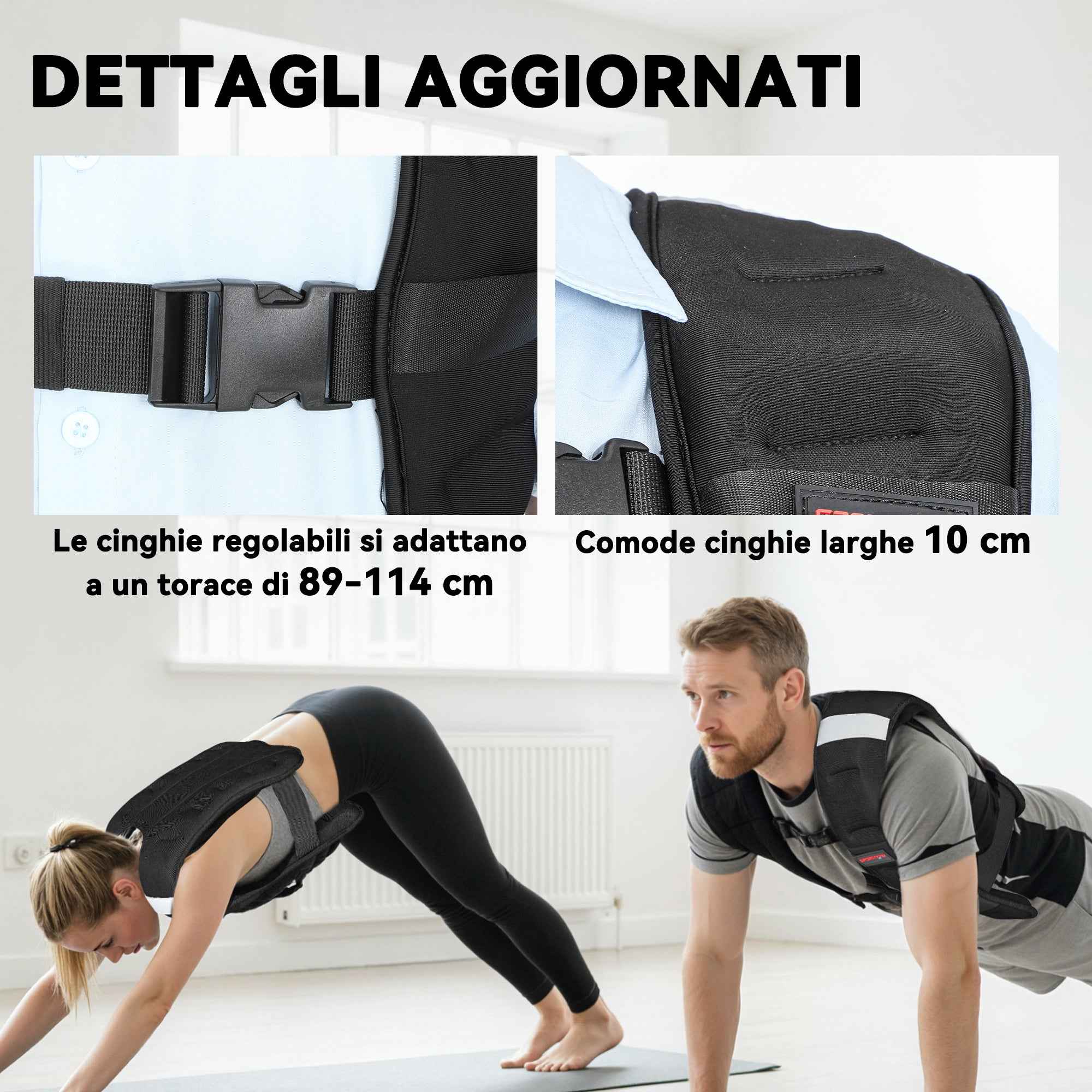 SPORTNOW Weighted Vest 8 kg with Adjustable Straps and Reflective Strips, in Neoprene and Sand, 43x33 cm, Black