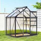 Outsunny Polycarbonate and Aluminum Garden Greenhouse with Sliding Door and Window, 190x132x201 cm, Gray