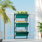 Vertical Outdoor Planter and 3 Plastic Plant Pots with Drainage Holes, 56x42x100 cm, Green
